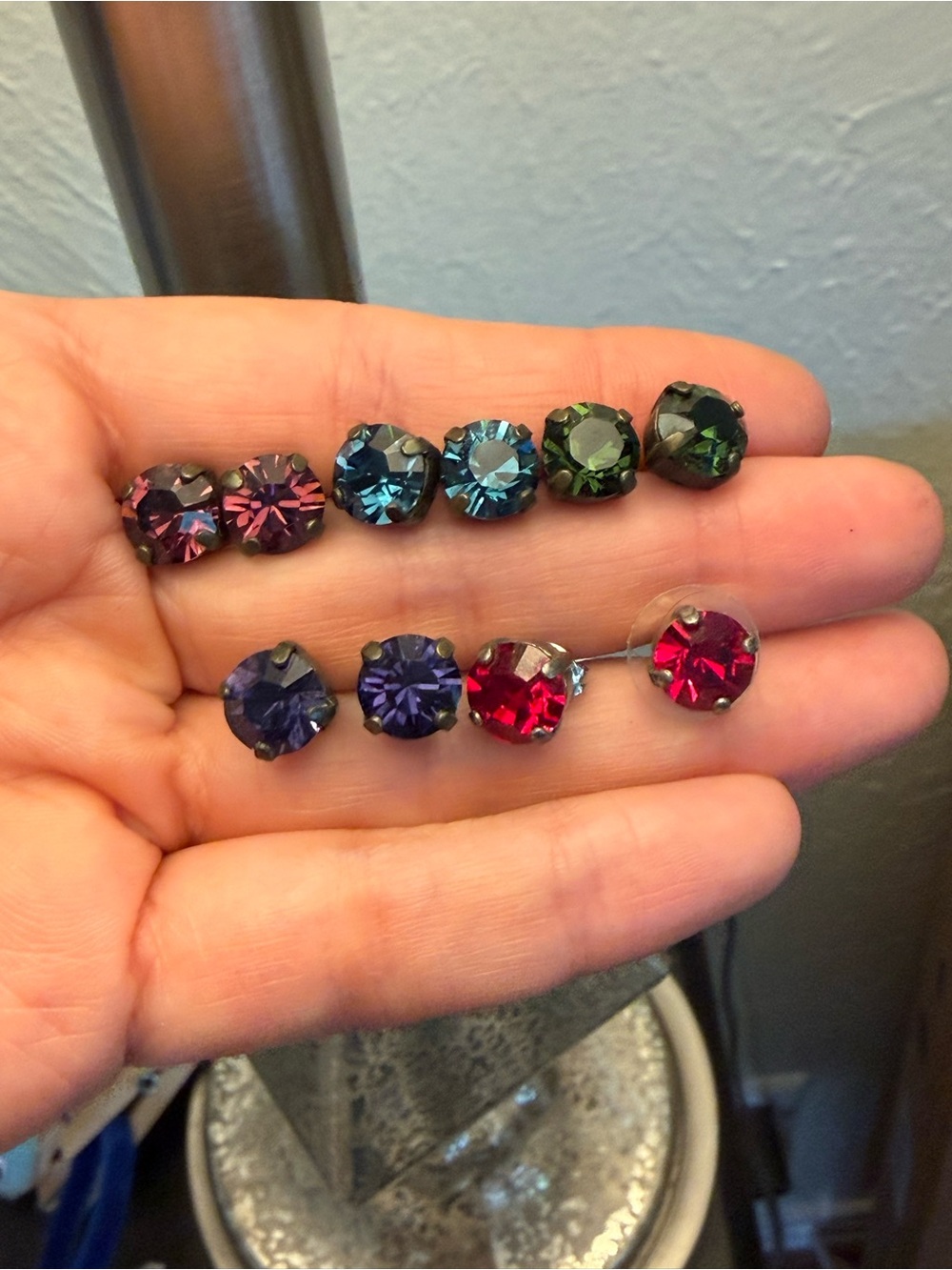 Multicolor Crystal Stud Earrings Set - Women Jewelry